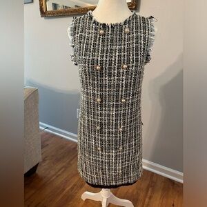 PINK LILY TWEED WOOL DOUBLE BREASTED BUTTON MINI DRESS - Size Medium SKU:234